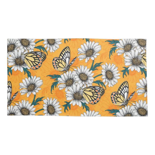 Jezebelvlinders en daisy bloemen kussensloop (Achterkant-Links)