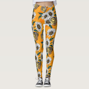 Jezebelvlinders en daisy bloemen leggings