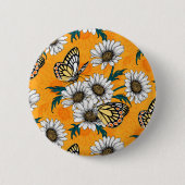 Jezebelvlinders en daisy bloemen ronde button 5,7 cm (Voorkant)