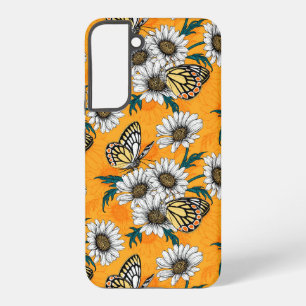 Jezebelvlinders en daisy bloemen samsung galaxy hoesje