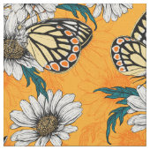 Jezebelvlinders en daisy bloemen stof (Close Up)
