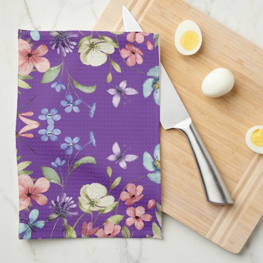 Jezelf opvrolijken met bloemen theedoek (Quarter Fold)