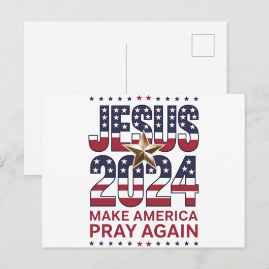 Jezus 2024 Laat Amerika weer bidden Briefkaart (Voorkant / Achterkant)