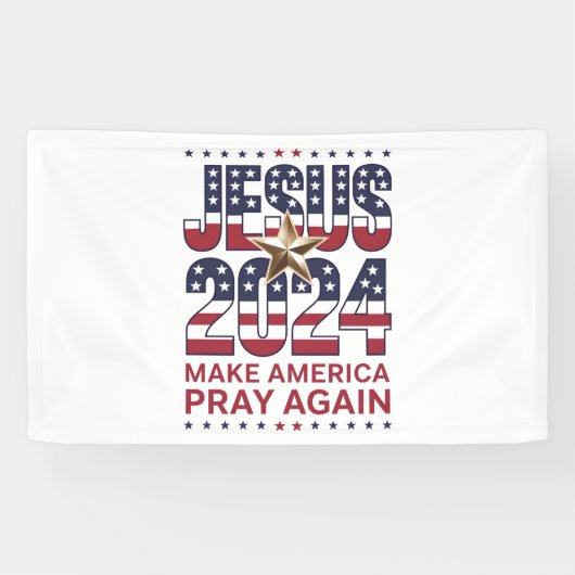 Jezus 2024 Laat Amerika Weer Bidden Spandoek (Horizontaal)