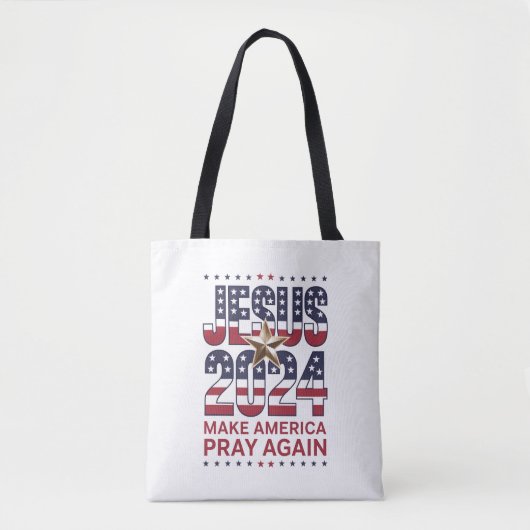 Jezus 2024 Laat Amerika weer bidden Tote Bag (Voorkant)