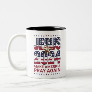 Jezus 2024 Laat Amerika Weer Bidden Tweekleurige Koffiemok