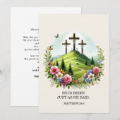 Jezus aan het kruis, Hij is verrezen met Pasen Feestdagenkaart (Voorkant / Achterkant)