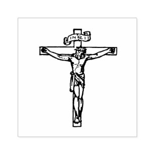 Jezus aan het Kruis Kruiskruis Religieus Katholiek Rubberstempel