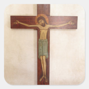 Jezus aan het Kruis Kunst Vierkante Sticker