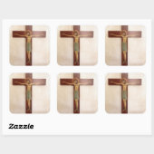 Jezus aan het Kruis Kunst Vierkante Sticker (Vel)
