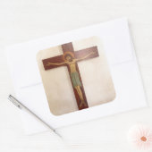 Jezus aan het Kruis Kunst Vierkante Sticker (Envelop)