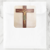 Jezus aan het Kruis Kunst Vierkante Sticker (Tas)