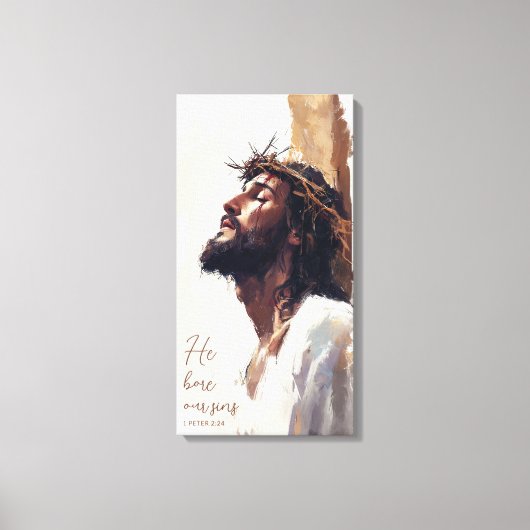 Jezus aan het kruis met de doornenkroon canvas afdruk (Voorkant)