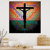 Jezus aan het kruis, niet-geweldpleging, acceptati poster (Keuken)