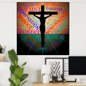 Jezus aan het kruis, niet-geweldpleging, acceptati poster (Thuiskantoor)