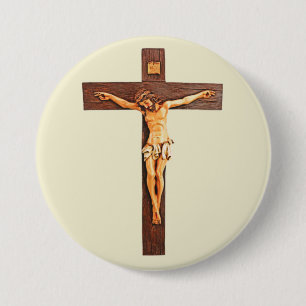 Jezus aan het kruis ronde button 7,6 cm