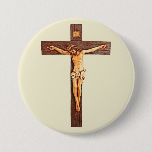 Jezus aan het kruis ronde button 7,6 cm (Voorkant)