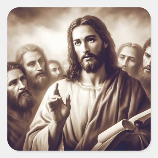 Jezus afgebeeld als een leraar vierkante sticker (Voorkant)