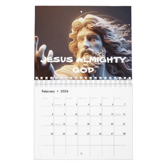 JEZUS ALMACHTIGE GOD gedrukt nieuwjaar 2025 kalend Kalender (Feb 2026)