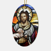 Jezus als de goede herder keramisch ornament (Links)