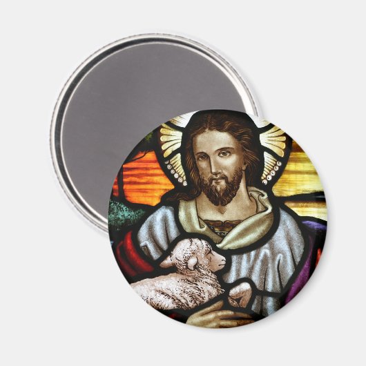 Jezus als het goede herdersportret magneet (Voorkant / Achterkant)