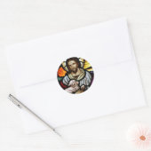 Jezus als het goede herdersportret ronde sticker (Envelop)