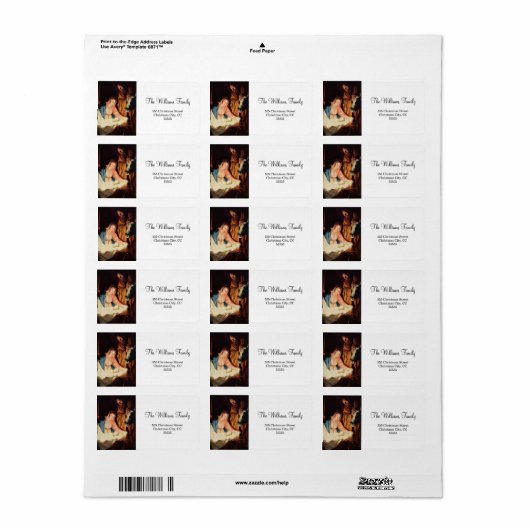 Jezus als kind met Mary & Joseph Vrolijk Kerstfees Etiket (Full Sheet)