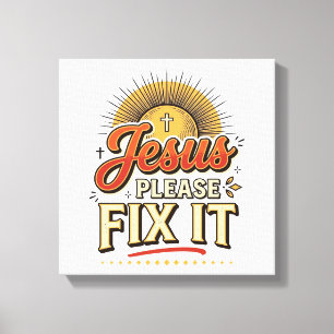 Jezus Alsjeblieft Repareer Vintage Christelijke Ty Canvas Afdruk