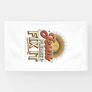 Jezus Alsjeblieft Repareer Vintage Christelijke Ty Spandoek