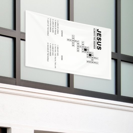 Jezus, altijd het antwoord op het Christelijke gel Spandoek (Buitenkant Gebouw)