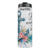 Jezus: anker, ziel, bloemenhoop thermosbeker (Voorkant)