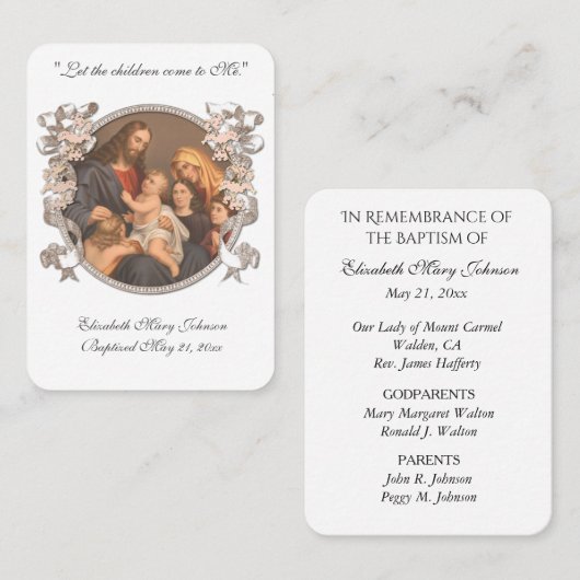 Jezus Baptisme Herdenking Religieuze Keepslag Plaatskaartje (Voorkant / Achterkant)