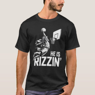 Jezus Basketbal Hij Is Grappig Rizzend Christelijk T-shirt