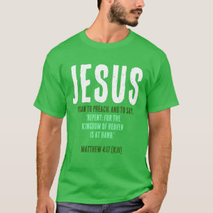 JEZUS begon te prediken. Kerstboom groene kleuren T-shirt