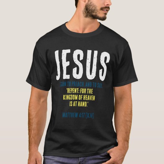 "JEZUS begon te prediken." Kerstmis kleuren T-shirt (Voorkant)
