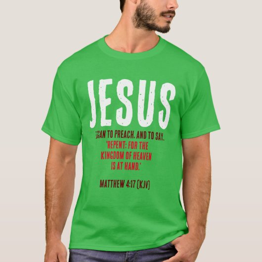 JEZUS begon te prediken. Kerstmis kleuren T-shirt (Voorkant)