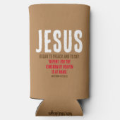 "JEZUS begon te prediken." Matteüs 4:17 - Chocolad Seltzer Blikjeskoeler (Achterkant)