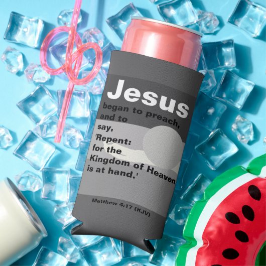 Jezus begon te preken. Mattheüs 4:17 Grijze Zonson Seltzer Blikjeskoeler (Insitu Zomer)