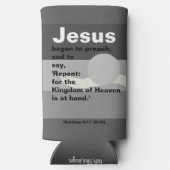 Jezus begon te preken. Mattheüs 4:17 Grijze Zonson Seltzer Blikjeskoeler (Achterkant)