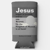 Jezus begon te preken. Mattheüs 4:17 Grijze Zonson Seltzer Blikjeskoeler (Voorkant)