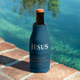 Jezus begon te preken. Matthew 4:17 Blauw en Wit Flesjeskoeler