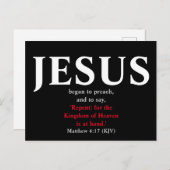 Jezus begon te preken. Matthew 4:17 Briefkaart (Voorkant / Achterkant)