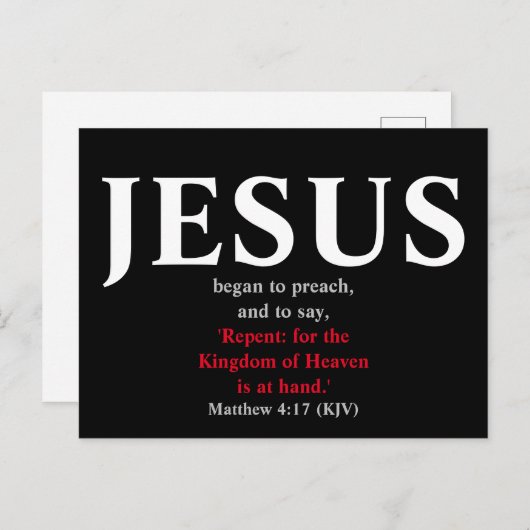 Jezus begon te preken. Matthew 4:17 Briefkaart (Voorkant / Achterkant)