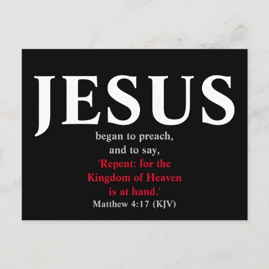 Jezus begon te preken. Matthew 4:17 Briefkaart (Voorkant)