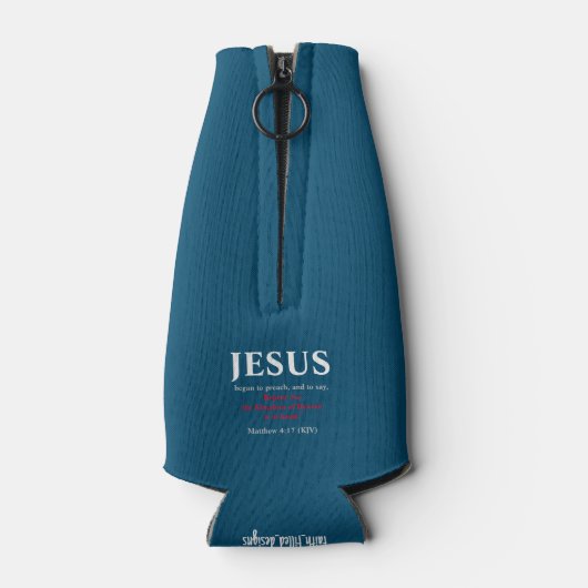 Jezus begon te preken. Matthew 4:17 Flesjeskoeler (Achterkant)