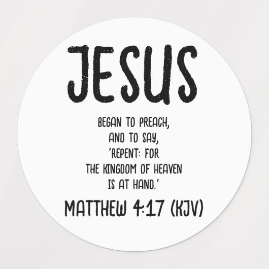 Jezus begon te preken. Matthew 4:17 Labels (Design 2)