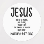 Jezus begon te preken. Matthew 4:17 Labels (Design 1)
