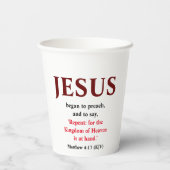 Jezus begon te preken. Matthew 4:17 Papieren Bekers (Achterkant)