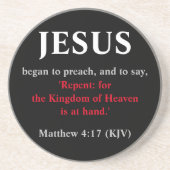 Jezus begon te preken. Matthew 4:17 Sandstone Zandsteen Onderzetter (Voorkant)
