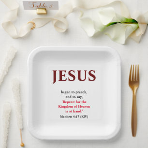 Jezus begon te preken. Matthew 4:17 Square Papieren Bordje